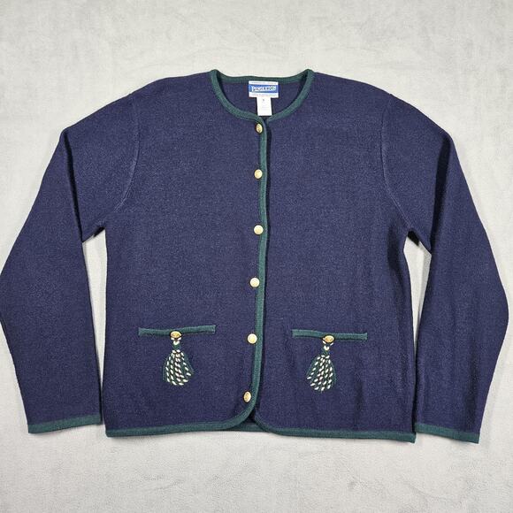 Vintage Pendleton Sweater Womens S 100% Merino Wool Button Pocket Cardigan Blue - Picture 1 of 13